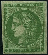 ** N°42B 5c Vert-jaune  R2  - TB - 1870 Bordeaux Printing