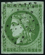 Oblit. N°42B 5c Vert-jaune  R2  - TB - 1870 Bordeaux Printing