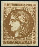 ** N°43Ac 10c Bistre-foncé R1 , Pièce De Luxe Certif Robineau - TB - 1870 Ausgabe Bordeaux