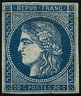 ** N°45B 20c Bleu, Type II R2 - TB - 1870 Bordeaux Printing