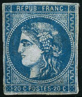 ** N°46B 20c Bleu, Type III R2 - B - 1870 Bordeaux Printing