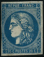 ** N°46B 20c Bleu, Type III R2, Court à Gauche - B - 1870 Uitgave Van Bordeaux