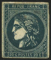 * N°46Ba 20c Bleu Foncé Type III, R2 - TB - 1870 Emission De Bordeaux