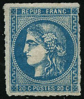 * N°46Bc 20c Bleu Clair, Percé En Ligne Signé Calves - TB - 1870 Uitgave Van Bordeaux