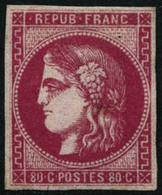 ** N°49 80c Rose, Petites Marges - B - 1870 Emission De Bordeaux