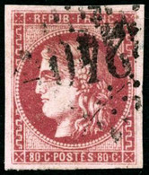 Oblit. N°49a 80c Rose Clair, Signé Brun - TB - 1870 Bordeaux Printing