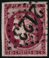 Oblit. N°49b 80c Rose Vif, Nuance Exceptionnelle - TB - 1870 Bordeaux Printing
