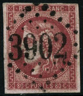 Oblit. N°49d 80c Groseille, Signé Calves - TB - 1870 Uitgave Van Bordeaux