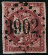 Oblit. N°49d 80c Groseille, Signé Calves - TB - 1870 Emissione Di Bordeaux