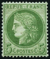 ** N°53 5c Vert-jaune S/azuré, Pièce De Luxe - TB - 1871-1875 Cérès