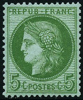 * N°53 5c Vert-jaune S/azuré, Infime Trâce De Charnière - TB - 1871-1875 Cérès