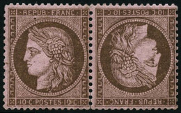 ** N°58c 10c Brun S/rose, Paire Tête-bèche - TB - 1871-1875 Ceres