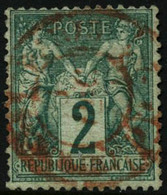 Oblit. N°62 2c Vert, Obl Rouge  - TB - 1876-1878 Sage (Typ I)