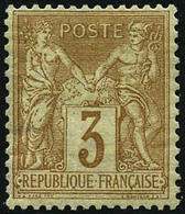 ** N°86 3c Bistre-jaune, Signé JF Brun Pièce De Luxe - TB - 1876-1898 Sage (Type II)