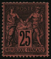 * N°91 25c Noir S/rouge, Signé Brun - TB - 1876-1898 Sage (Tipo II)