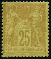 ** N°92 25c Bistre S/jaune, Signé Calves - TB - 1876-1898 Sage (Type II)