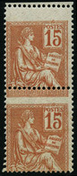 ** N°117 15c Orange, Paire Verticale, Piquage à Cheval - TB - Andere & Zonder Classificatie