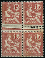 ** N°125 15c Vermillon, Bloc De 4 Variété D'impression, RARE - TB - Andere & Zonder Classificatie