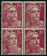 ** N°712 1F50 Rose Carminé, Bloc De 4 Impression Très Défectueuse - TB - Other & Unclassified