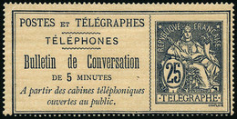 (*) N°7 25c Bleu S/chamois - TB - Telegramas Y Teléfonos