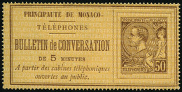 (*) N°1 50c Brun S/jaune - TB - Telefoonzegels