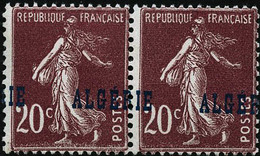 ** N°13 20c Lilas-brun, Paire Superbe Décalage Latéral De La Surcharge - TB - Andere & Zonder Classificatie