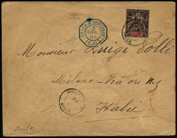 Lettre N°34 Lettre De Moule (Guadeloupe) Pour Milan Avec Cachet Octogonal Bleu Colon  à Bordeaux - TB - Andere & Zonder Classificatie