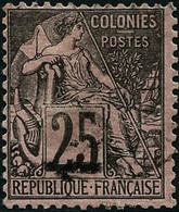 Oblit. N°5 15 Sur 25c Noir S/rose Variété 5 De 15 Quasi Absent - TB - Other & Unclassified