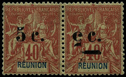 ** N°52aB - 52b 5cs/40c Paire Les 2 Variétés Se Tenant Très RARE, Signé Roumet - TB - Andere & Zonder Classificatie