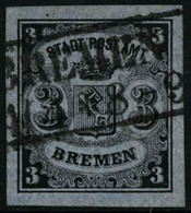 Oblit. N°1 3g Noir S/azuré - TB - Bremen