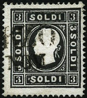 Oblit. N°11 3s Noir, Type II - TB - Lombardy-Venetia