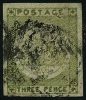 Oblit. N°7c 3p Vert-jaune, Papier Azuré - TB - Mint Stamps