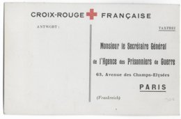 1915 - CARTE FRANCHISE CROIX-ROUGE AGENCE DES PRISONNIERS DE GUERRE De PARIS => CROIX-ROUGE ALLEMANDE ! RED CROSS - Cruz Roja