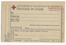 1914/18 - CARTE FRANCHISE CROIX-ROUGE PRISONNIERS DE GUERRE RUSSES En HONGRIE ! RED CROSS - Lettres & Documents