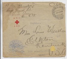 1918 - ENVELOPPE FRANCHISE CROIX-ROUGE AMERICAINE - CORPS EXPEDITIONNAIRE à NEUFCHATEAU (VOSGES) APO 731  ! RED CROSS - Cruz Roja