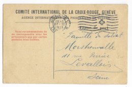 1915 - CARTE FRANCHISE CROIX-ROUGE "PRISONNIERS DE GUERRE" De GENEVE Avec ANNOTATION ROUGE ! RED CROSS - Croce Rossa