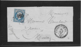 France N°22 Oblitéré GC 995 & Type 24 Cheméré Le Roi (51) 1867 - SUP - 1862 Napoléon III