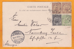 1902 - CP Tunis, Régence, Vers Naumberg, Allemagne - Affranchissement Multicolore - Vue De Tunis Du Désert - Covers & Documents