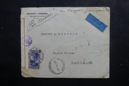 LIBAN - Enveloppe Commerciale De Beyrouth Pour Paris En 1945 Avec Contrôle Postal , Affranchissement Plaisant  - L 46417 - Briefe U. Dokumente