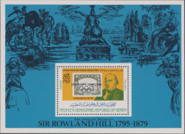 MZZ-BK1-034 MSP MINT PF/MNH ¤ CENTRAFRICAINE 1978 BLOCK MET OPDRUK ¤ STAMP ON STAMP - OLYMPIC GAMES 1984 - Rowland Hill