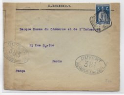 1917 - PORTUGAL - PERFORE ! PERFIN ! ENVELOPPE De LISBONNE Avec CENSURE FRANCAISE => PARIS - Storia Postale