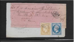 France N°22 & 21 Oblitérés GC 691 Sur Fragment - 1866 - TB - 1862 Napoleon III