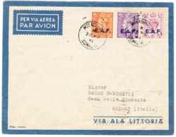 1947 Flugbrief Aus Mogadischu Nach Mailand, Britische Marken Mit Aufdruck E.A.F. - Levante Britannico