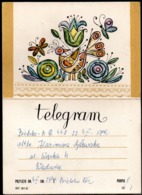 POLAND 1967 TELEGRAM STYLISED PEACOCK BIRD BUTTERFLY INSECTS FLOWERS USED LX7 TÉLÉGRAMME TELEGRAMM TELEGRAMA TELEGRAMMA - Pauwen