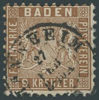 BADEN 15a O, 1862, 9 Kr. Hellrötlichbraun, Pracht, Mi. 100.- - Sonstige & Ohne Zuordnung