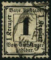 BAYERN P 2X O, 1870, 1 Kr. Schwarz, Wz. Enge Rauten, Kleine Mängel, Feinst, Gepr. Brettl, Mi. 1000.- - Sonstige & Ohne Zuordnung