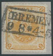 BREMEN 10a BrfStk, 1867, 2 Gr. Dunkelgelblichorange, üblich Gezähnt, Prachtbriefstück, Mi. 450.- - Bremen