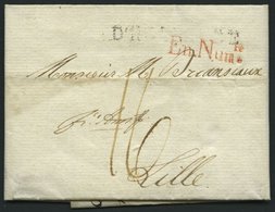 HAMBURG - GRENZÜBERGANGSSTEMPEL 1796, D.HOLLANDE, L1 Auf Brief Nach Lille, Roter Stempel En. Num., Rückseitig Handschrif - Precursores