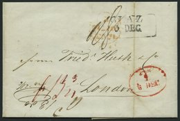 HAMBURG - GRENZÜBERGANGSSTEMPEL 1842, T 6 DEC, In Rot Auf Brief Von Glaz (R2) über Hamburg (rückseitiger K1) Nach London - Vorphilatelie