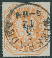 PREUSSEN 23 O, 1867, 2 Kr. Orange, K1 WIESBADEN, Pracht, Gepr. Flemming, Mi. 120.- - Sonstige & Ohne Zuordnung